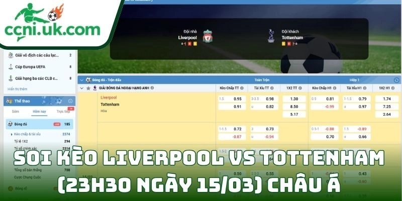 Soi kèo Liverpool vs Tottenham (23h30 ngày 15/03) châu Á